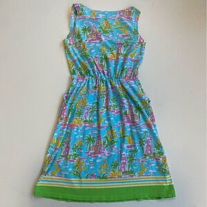 Barbara Ericson Women’s Small Mini Dress Shift Multi Lighthouse Beach Sleeveless